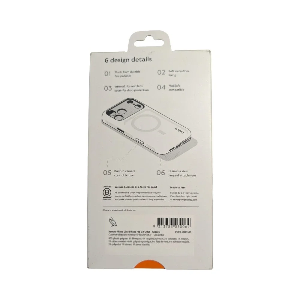 Z1-U Bellroy Venture Case‎ Magsafe for Apple iPhone 17 Pro Max w/ Lanyard Black